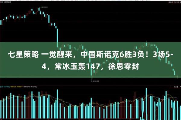 七星策略 一觉醒来，中国斯诺克6胜3负！3场5-4，常冰玉轰147，徐思零封